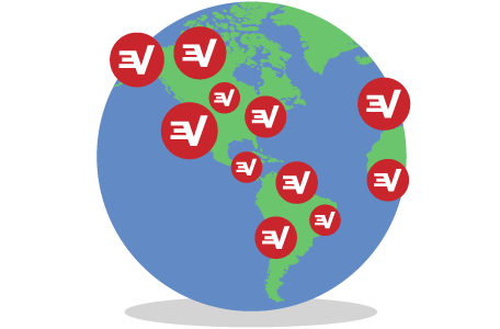 ExpressVPN 서버가 표시된 지구본: 세계 곳곳의 위치 중에서 선택하세요.
