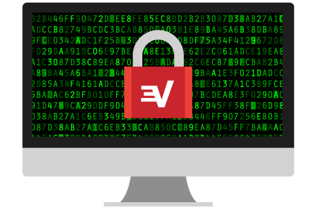 ExpressVPN 자물쇠가 표시된 컴퓨터 화면: 동급 최고의 VPN 암호화로 자신을 보호하세요