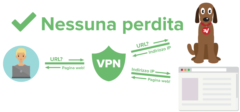 Diagramma che mostra l'utente VPN protetto da perdite di DNS