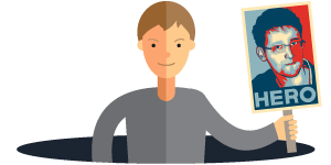 Passion: An ExpressVPN employee with a picket sign for privacy and security.