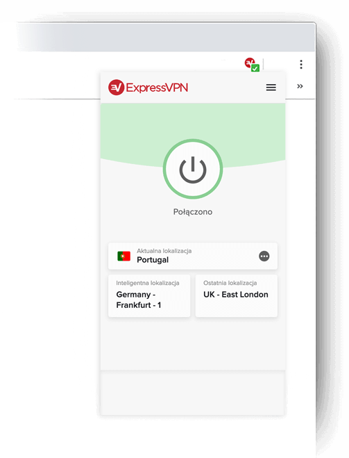 Najlepsze rozszerzenia VPN dla przeglądarki Chrome: dodatek ExpressVPN do przeglądarki z aktywnym połączeniem VPN.