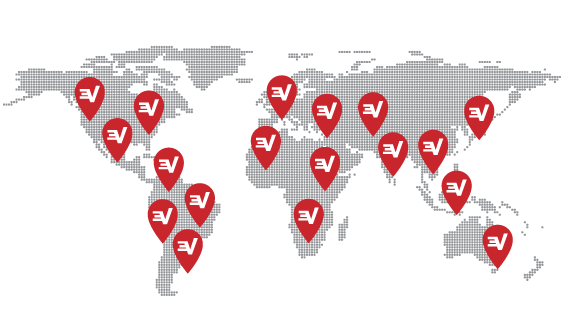 ตำแหน่งเซิร์ฟเวอร์ ExpressVPN บนแผนที่โลก