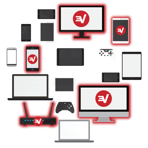 Cinq appareils utilisant ExpressVPN en même temps.