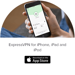 Henkilö pitää puhelinta, jossa on ExpressVPN-sovellus.