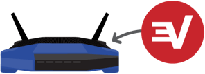 Pfeil, der angibt, dass ExpressVPN auf einem WLAN-Router installiert wird