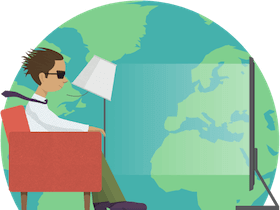 Assista a conteúdo de qualquer lugar: Cliente fazendo streaming com velocidades excelentes em cima de um globo.
