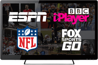 Streaming services on a TV screen