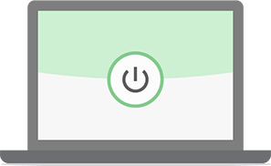 The ExpressVPN “on” button on a laptop.