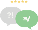 Speech bubbles and five stars.